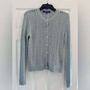 Ralph Lauren Purple Label Light Blue Knit Cardigan Sweater
